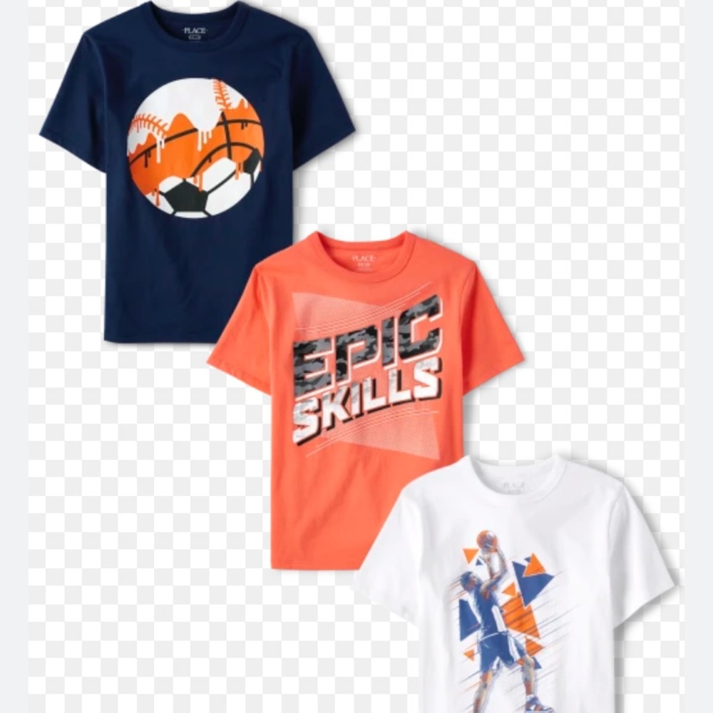NEW PACK OF 3 BOYS SPORTS GRAPHIC TEE SIZE:XXL (16)